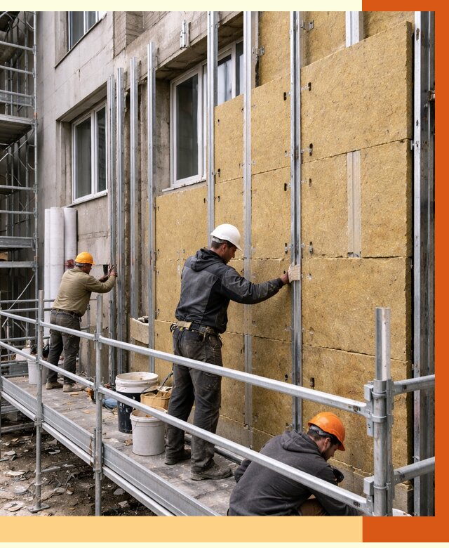 Утепление вентилируемого фасада в Саранске от 5900 руб/м2 — монтаж и утепление вентфасад | ТепломастерСрн